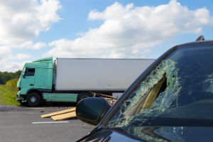 passenger vehicle with broken windshield