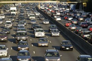 huge traffic jam on highway