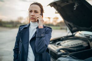 car accident girl on phone