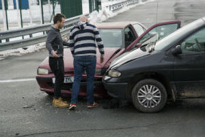 car crash in snow