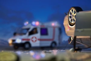 car crash with emergency vehicle