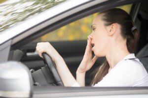 yawning by female driver