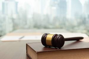 desk with gavel and law book