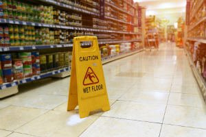 wet grocery store floor