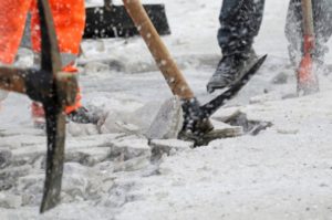 picks breaking up snow