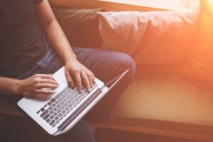 man using laptop