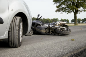 motorcycle and car crash
