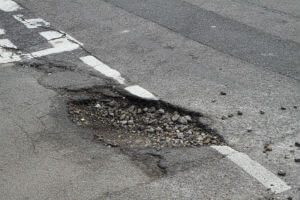 partially filled in pothole