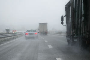 highway driving in the rain