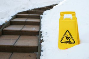 caution sign in snow