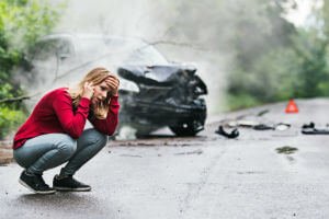 woman after accident