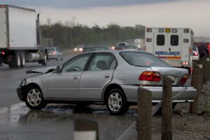 car wreck on side of highway