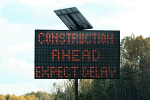 Construction zone ahead sign