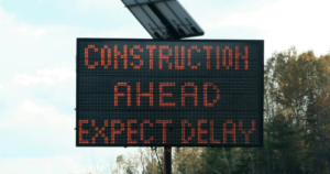 Construction zone ahead sign