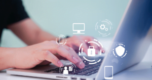 person hacking into a computer