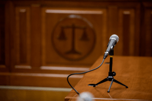 stock image of a witness stand
