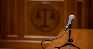 stock image of a witness stand