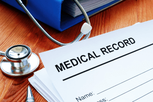 blank medical records on desk