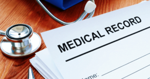blank medical records on desk