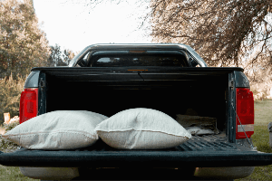 sandbags on truck bed