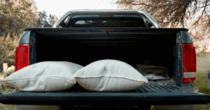 sandbags on truck bed