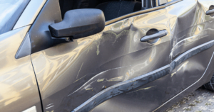 smashed car door