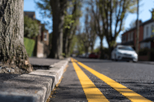 double yellow lines on the road