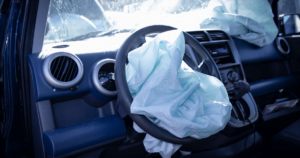 inside totaled vehicle