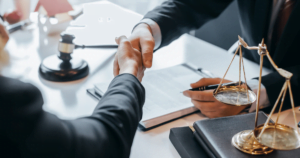 lawyer and client shaking hands