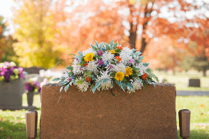 flowers on grave 