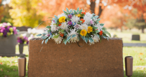 flowers on a gravestone