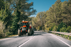 tractor on the roadway 