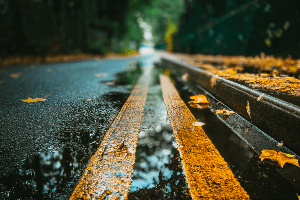wet autumn road 