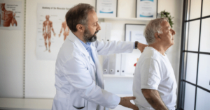 doctor helping patient