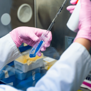 syringe into a test tube