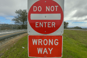 wrong-way sign