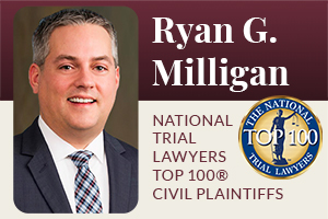 custom graphic announcing Ryan Milligan as a Top 100 Trial Lawyer