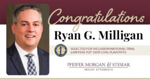custom graphic announcing Ryan Milligan as a Top 100 Trial Lawyer