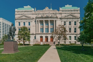front-facing view of the Indiana courthouse