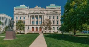 front-facing view of the Indiana courthouse
