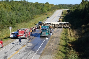 An accident on a one way road.