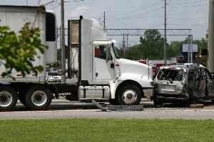 Truck hitting a car