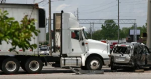 Truck hitting a car