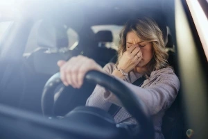 Woman in car distress