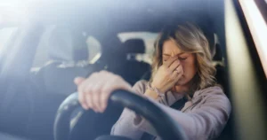 Woman in car distress