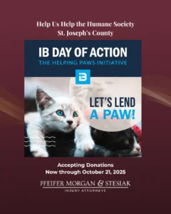 Helping Paws donation drive graphic with cat