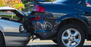 a car crashed into the rear of another vehicle