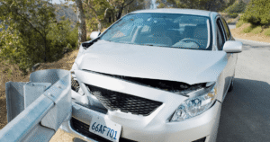 single vehicle crashed into guardrail