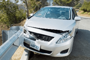 single vehicle crashed into guardrail 