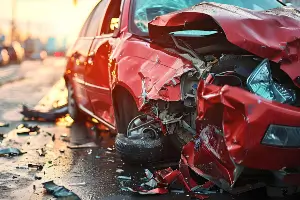 car badly damage - hit at high speed